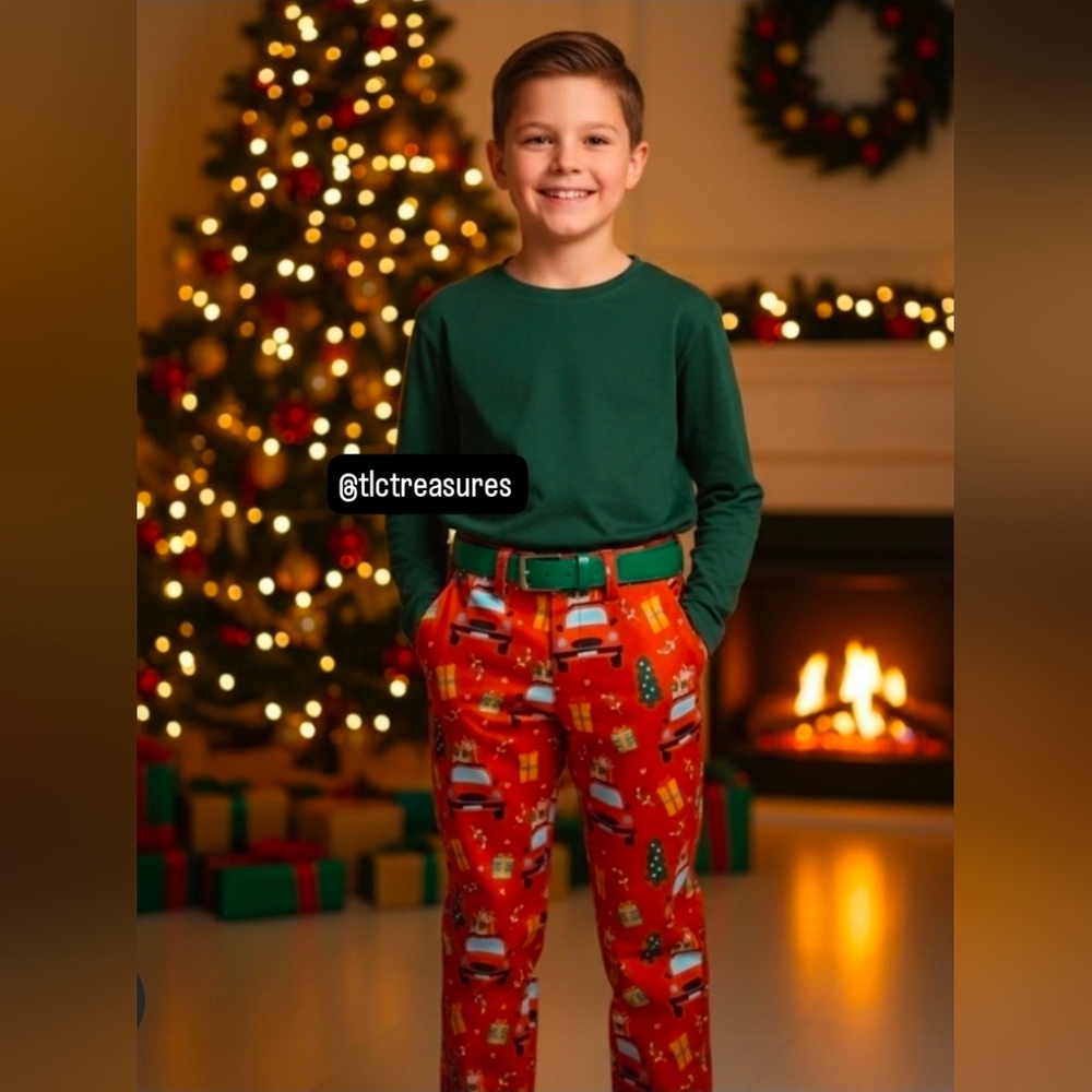 Boys Classic Christmas Pants - Red M 6/7